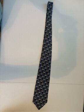Henry Grethel Men’s Navy Patterned Silk-Blend Tie